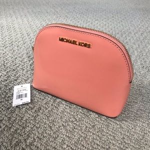 MICHAEL KORS Large Makeup Travel Pouch in Peach